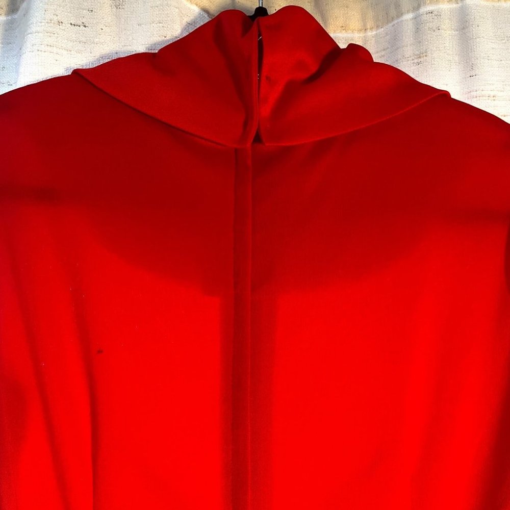 Vintage Late 60s/Early 70s Tomato Red High Neck Maxi Cocktail Dress - Picture 6 of 7